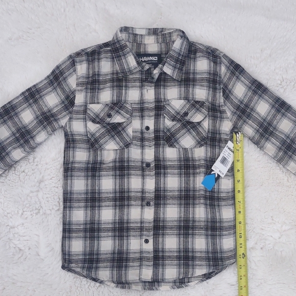 TONY HAWK Black and White , Brown Button Down Shirt Classic Plaid Design - Picture 13 of 17